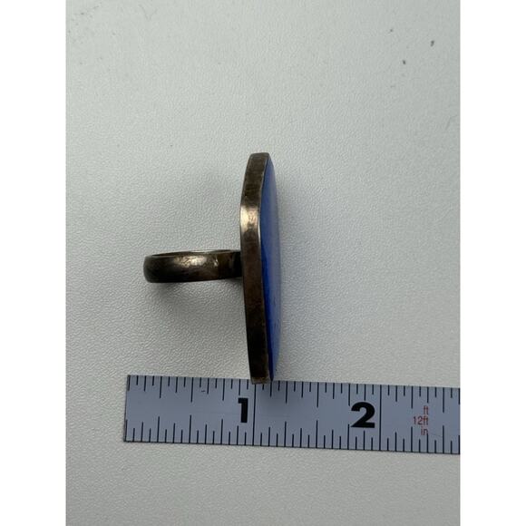 ATI Mexico Sterling Silver Ring Large Blue Gemstone Size 8 - Picture 2 of 10